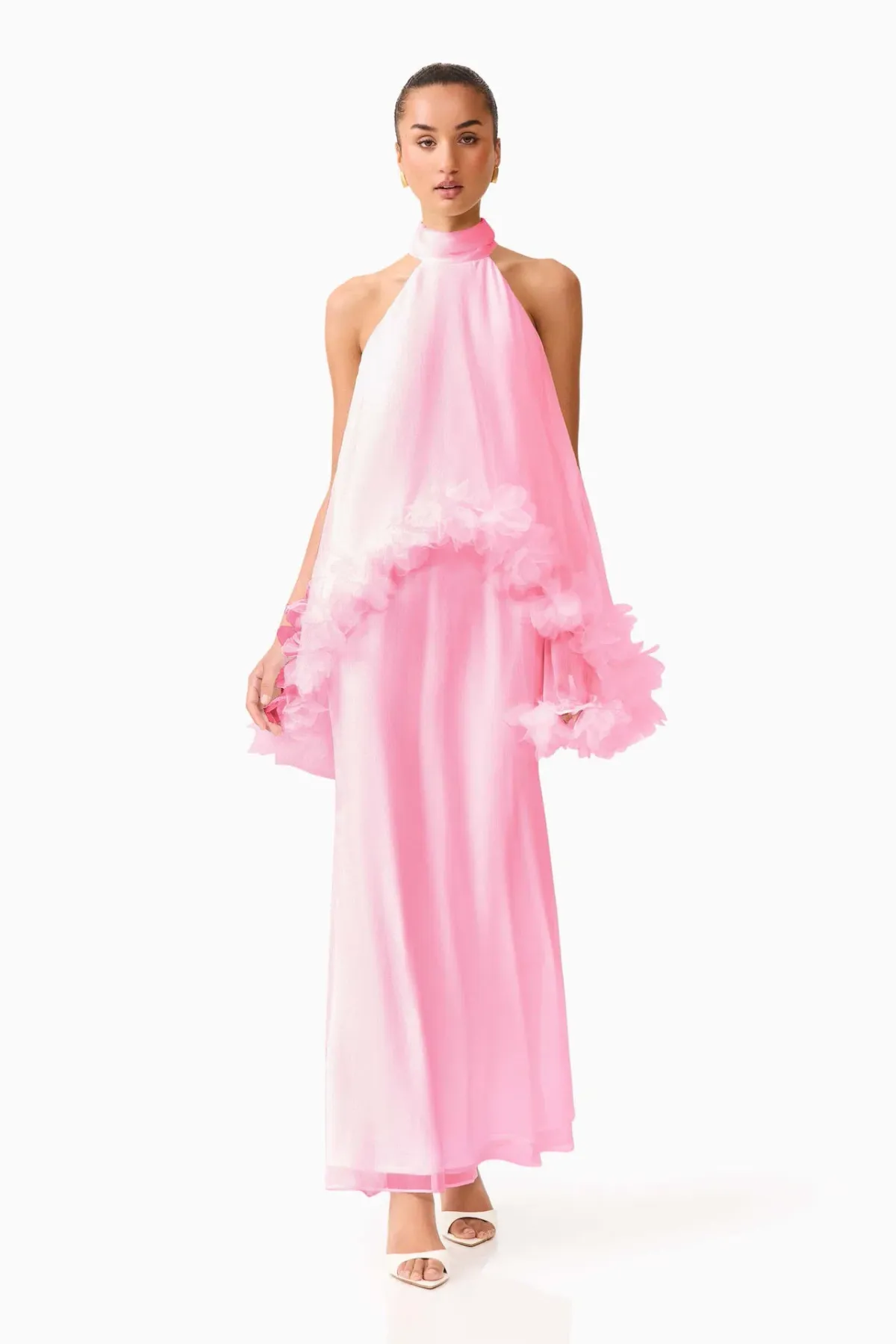 Elliatt Poppy Cape Maxi Gown in Pink Size XL / AU 14 for rent on The Volte - main image