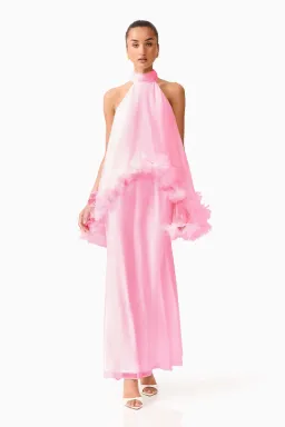 Elliatt Poppy Cape Maxi Gown in Pink Size XL / AU 14 for rent on The Volte - image 1