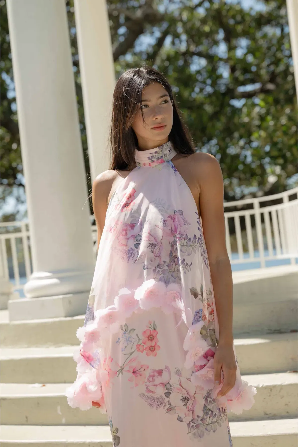 Elliatt Millie Tiered Maxi Gown in Pink Floral Size XS / AU 6 - Image 3