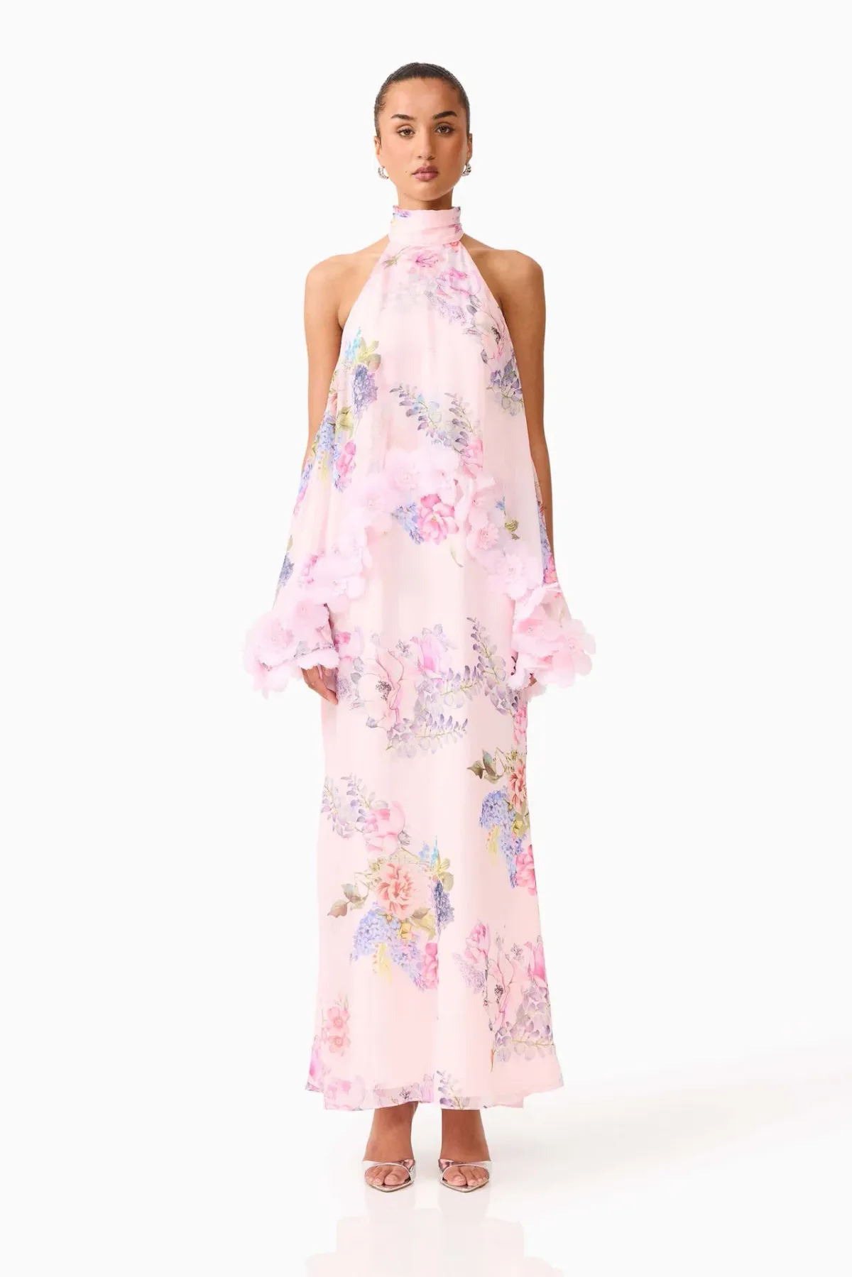 Elliatt Millie Tiered Maxi Gown in Pink Floral Size XS / AU 6 - Image 1