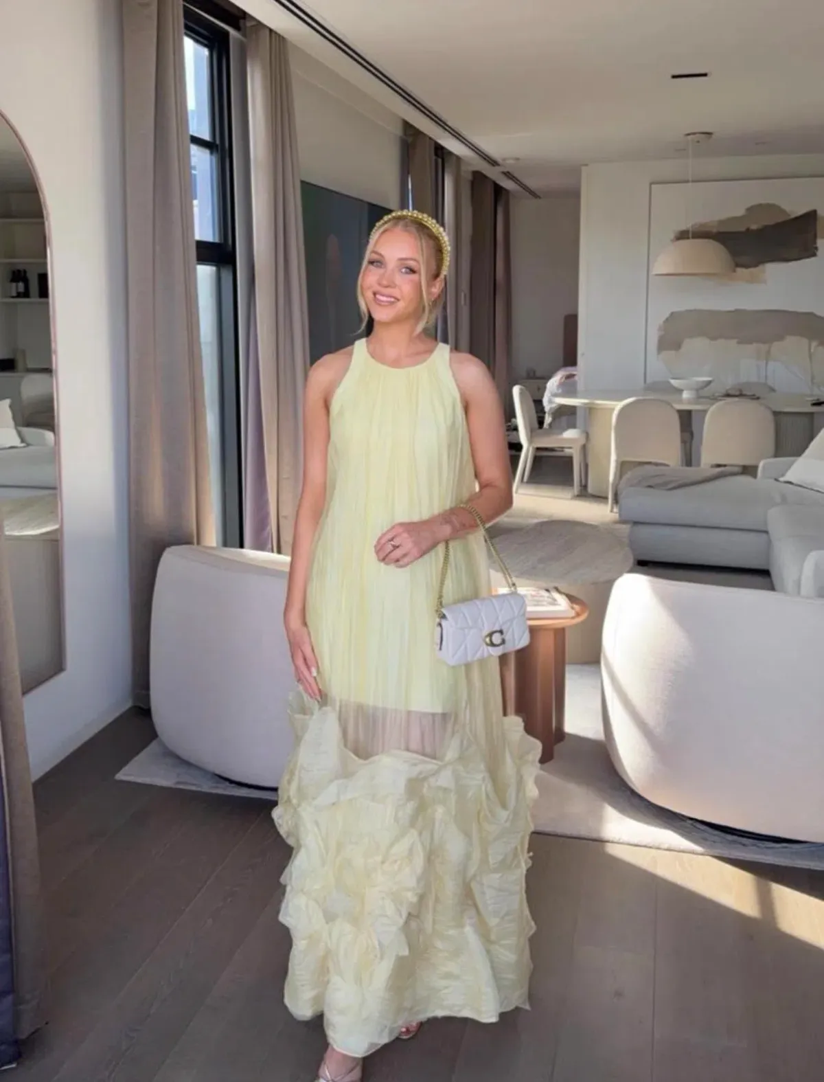 Aje Ecliptica Maxi Gown Pastel Yellow Size AU 8 / S for rent on The Volte - main image