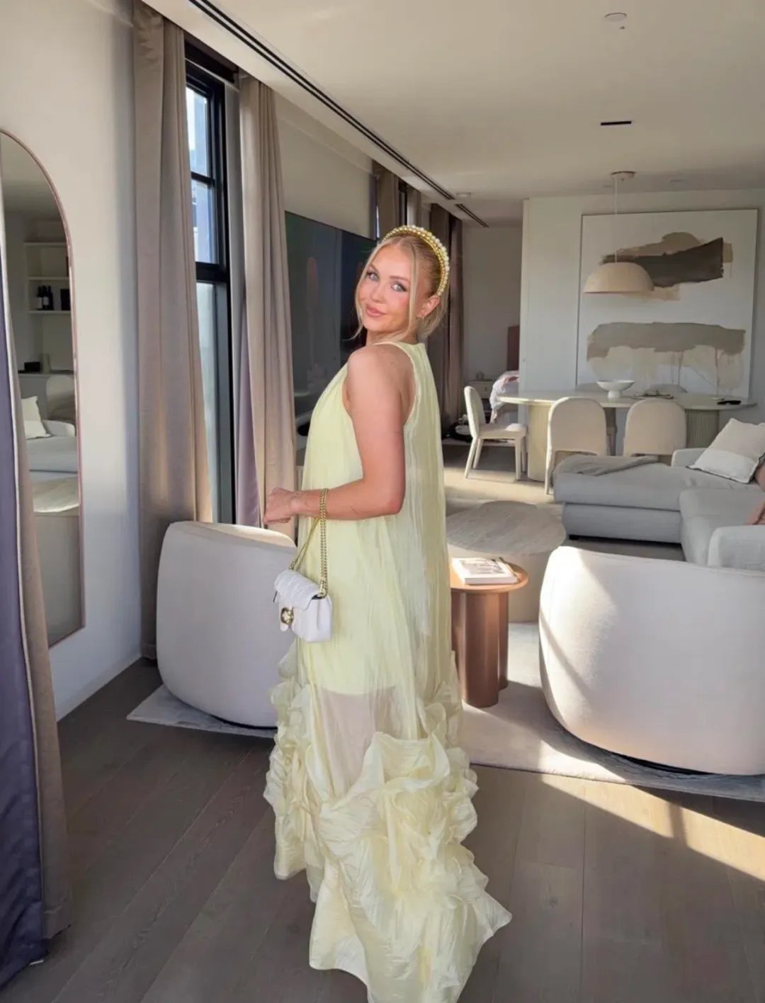 Aje Ecliptica Maxi Gown Pastel Yellow Size AU 8 / S for rent on The Volte - main image