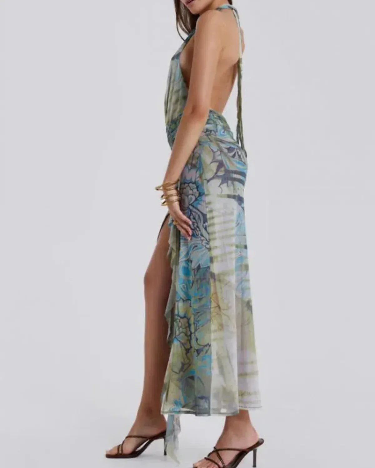 Jaded London Cindy Plunge Maxi Dress In Green - Image 4