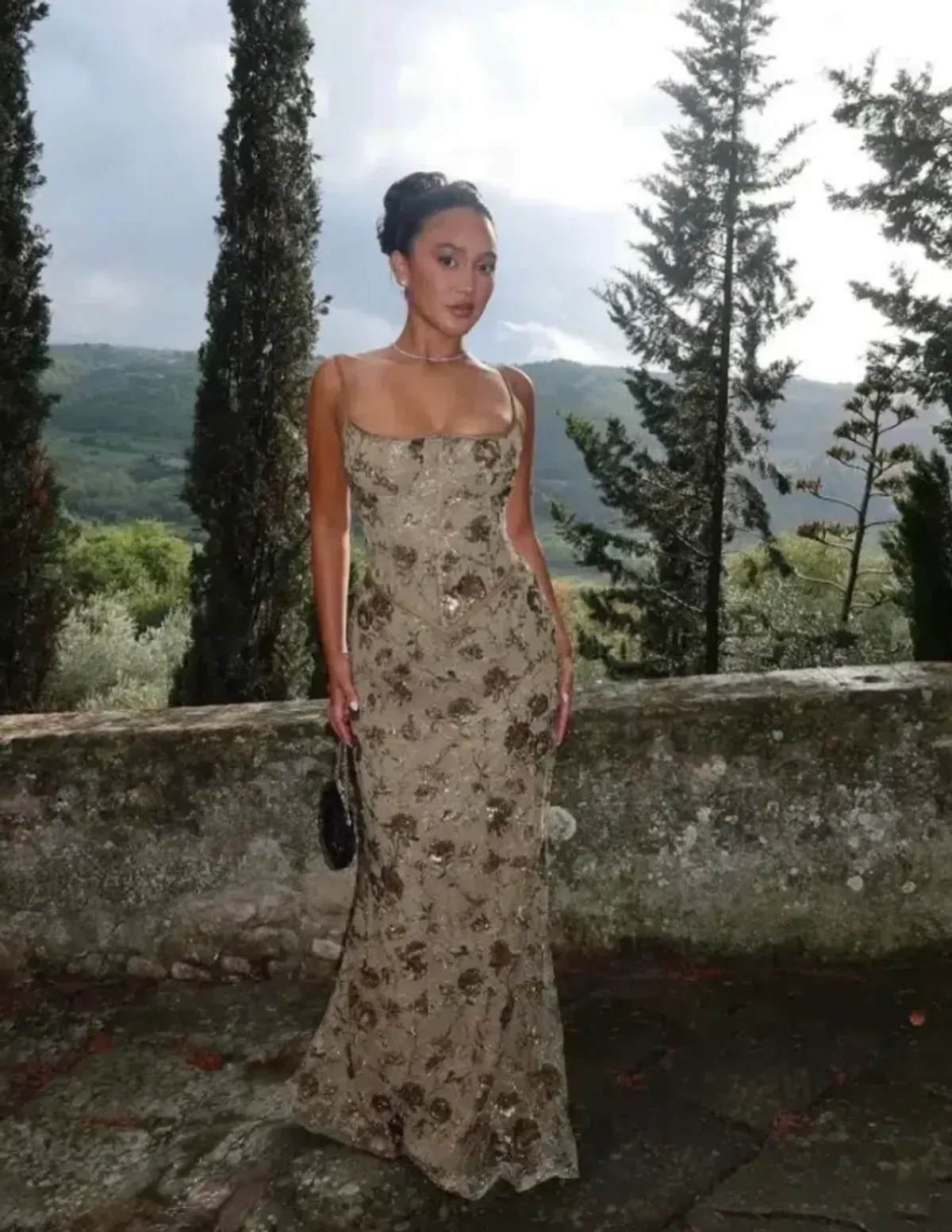 House Of CB NAIMA Olive Green Bronze Hand Beaded Embellished Corset Maxi Dress size XS / AU 6 - 8 - Image 2