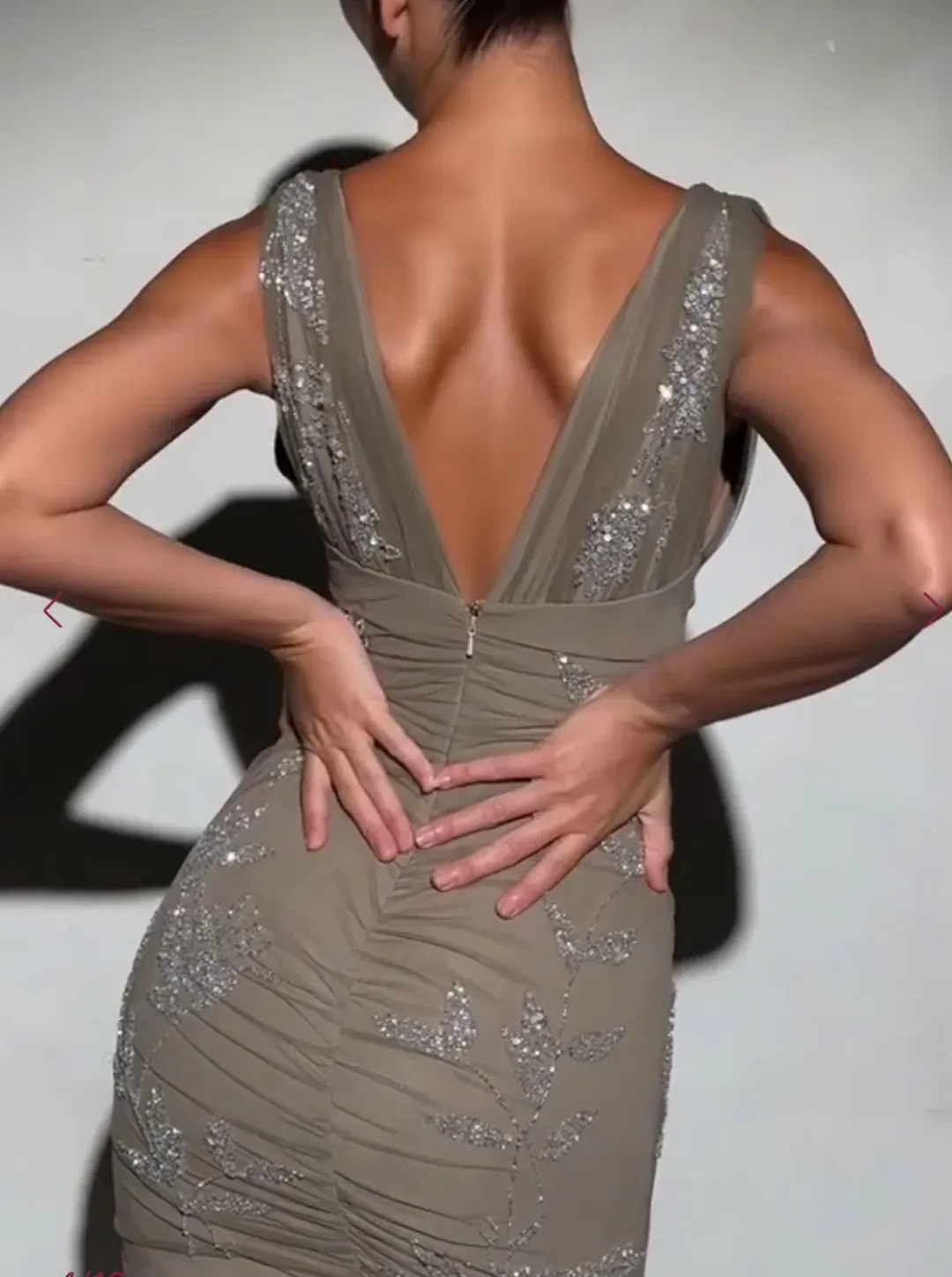 House Of CB Beige Tulle Hand Embellished Beaded Mini Dress - Limited Edition Size XS / AU 6-8 for rent on The Volte - main image