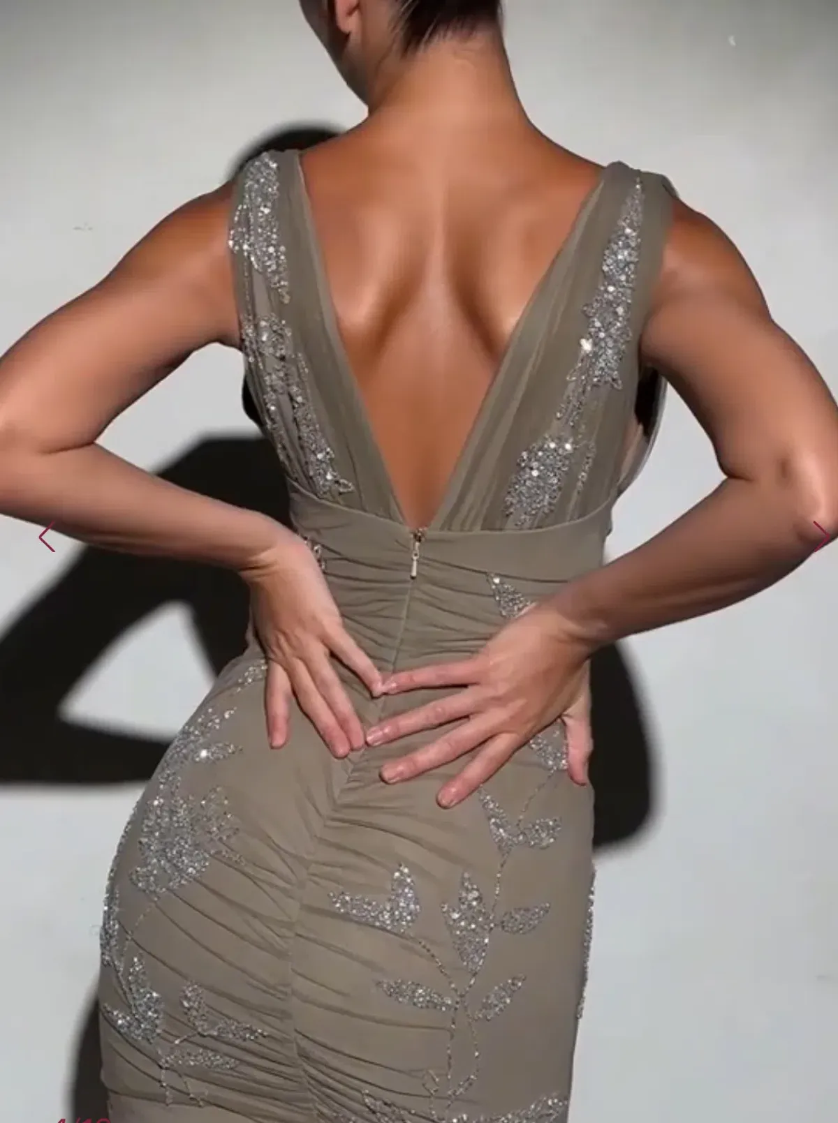 House Of CB Beige Tulle Hand Embellished Beaded Mini Dress - Limited Edition Size XS / AU 6-8 - Image 5