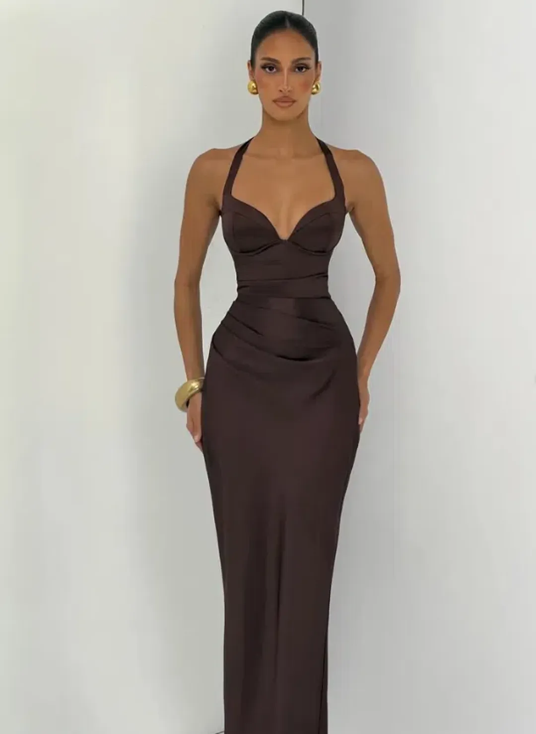 BABYBOO OPHELIA MAXI DRESS PLUM BROWN Size XS for rent on The Volte - main image