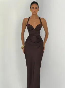 BABYBOO OPHELIA MAXI DRESS PLUM BROWN Size XS for rent on The Volte - image 1