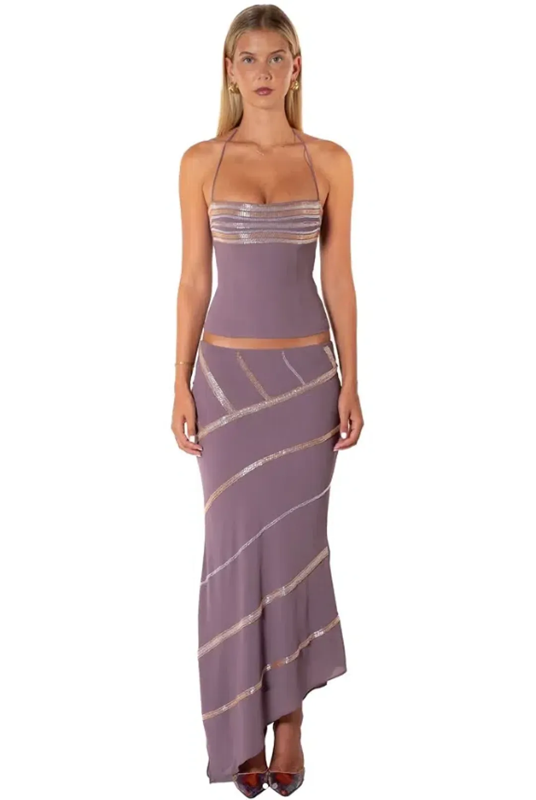 I Am Delilah Ines Corset & Ines Midi Skirt Mauve Size 8 for rent on The Volte - main image