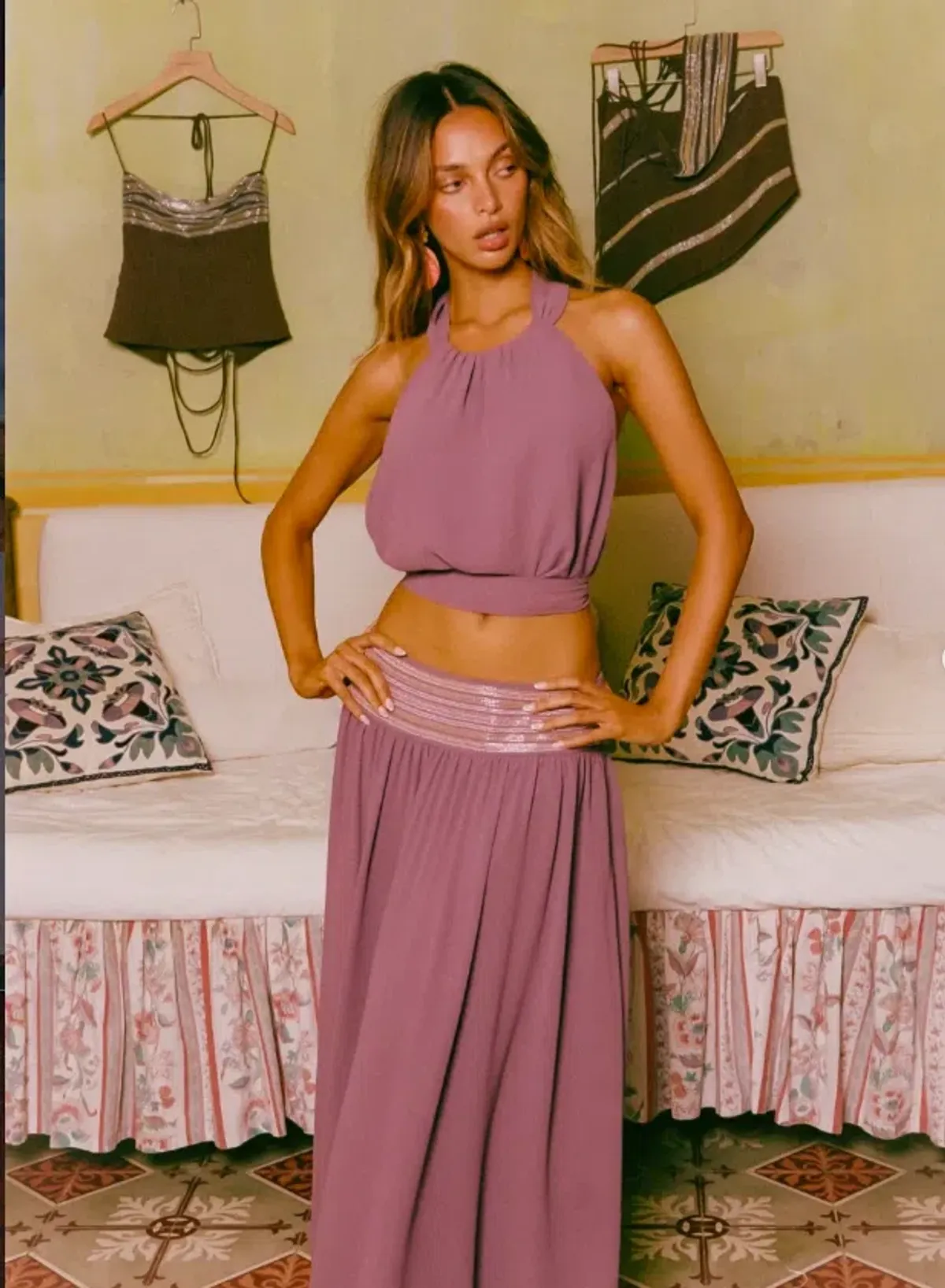 I Am Delilah Octavia Halter & Maxi Skirt Mauve Size 6 - Image 1