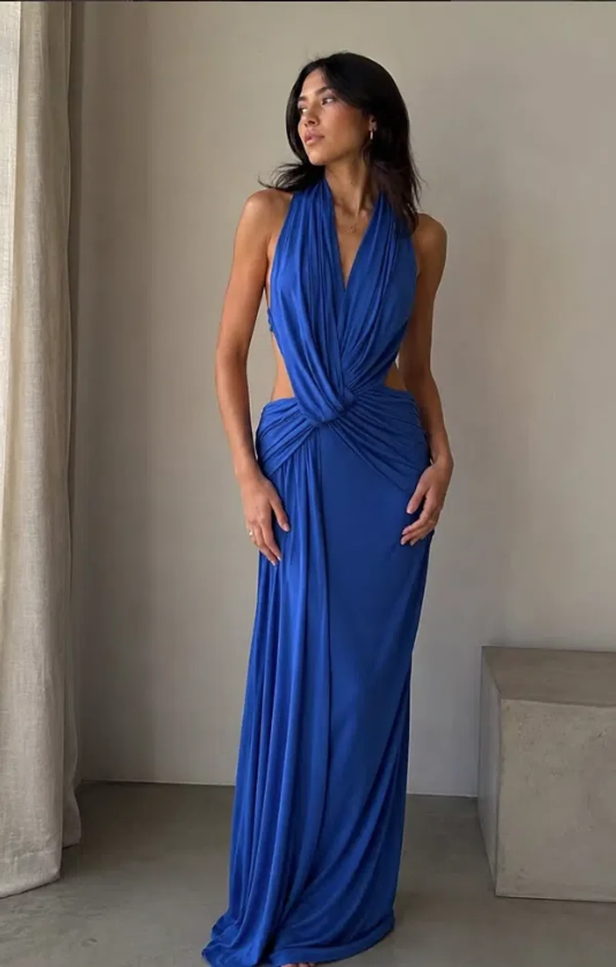 BEC & BRIDGE CHARLIZE HALTER MAXI DRESS COBALT BLUE Size 6 for rent on The Volte - main image