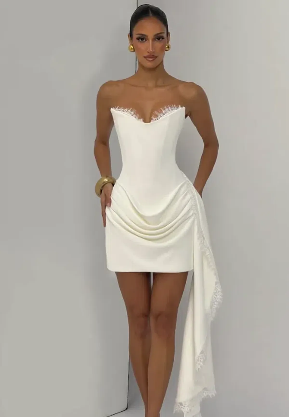BABYBOO AVELINA MINI DRESS IVORY Size 8 - Image 1