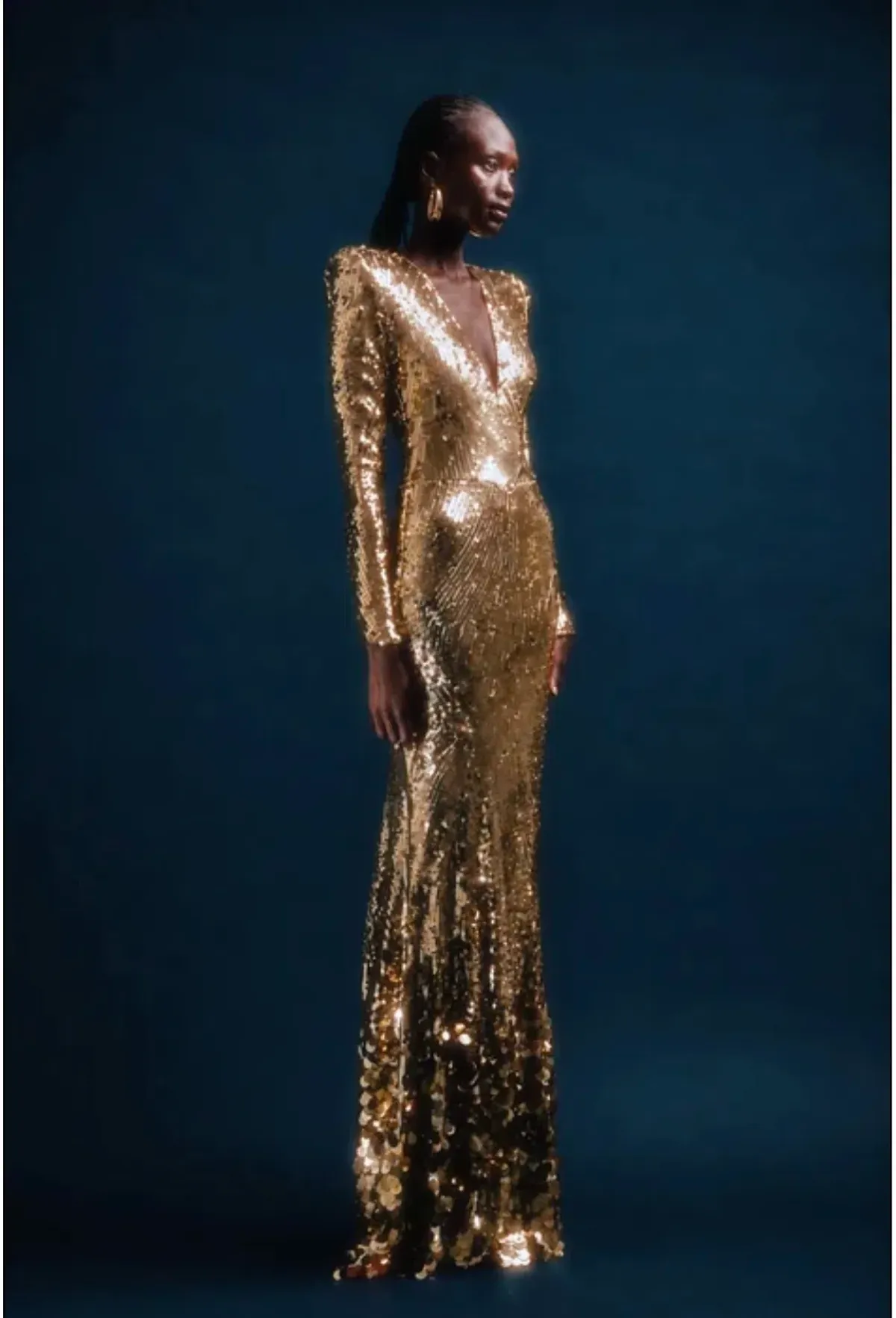 Meraki Official GOLD SEQUIN VNECK GOWN maxi size 10 - Image 1