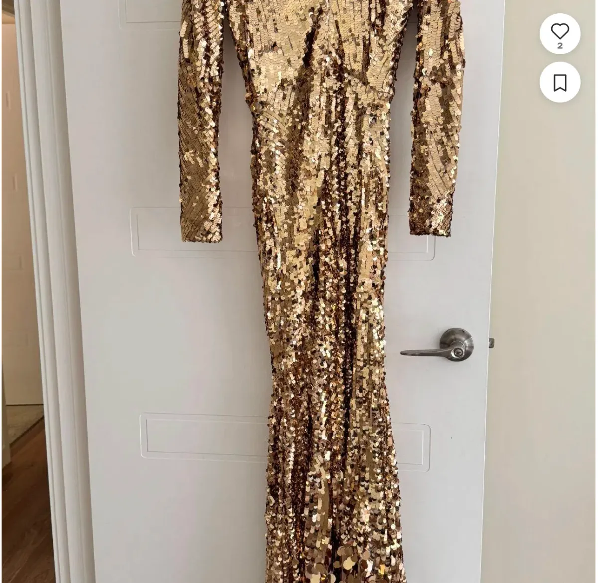 Meraki Official GOLD SEQUIN VNECK GOWN maxi size 10 - Image 2
