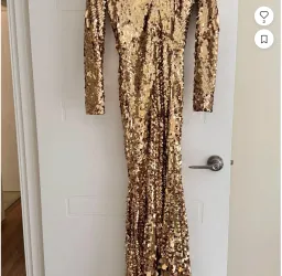 Meraki Official GOLD SEQUIN VNECK GOWN maxi size 10 for rent on The Volte - image 2
