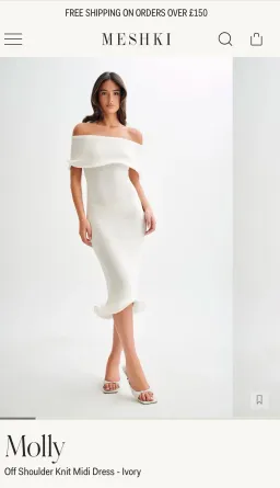 Molly Off Shoulder Knit Midi Dress - Ivory S for rent on The Volte - image 1
