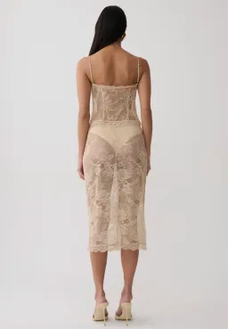 Marcelle Lace Midi Set - Blush Rose Gold XXS for rent on The Volte - image 3