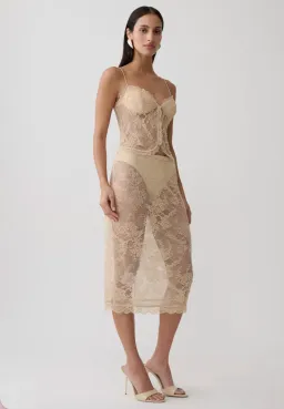 Marcelle Lace Midi Set - Blush Rose Gold XXS for rent on The Volte - image 2