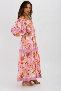 Acler Wayland Short Sleeve Printed Midi Dress Pink Floral Size 8 for rent on The Volte - image 5