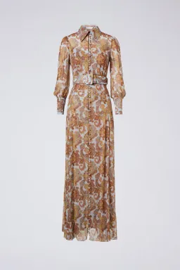 Scanlan Theodore GGT Foulard Print Maxi Dress Brown Size 10 for rent on The Volte - image 3