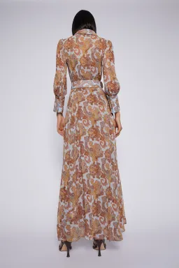 Scanlan Theodore GGT Foulard Print Maxi Dress Brown Size 10 for rent on The Volte - image 4