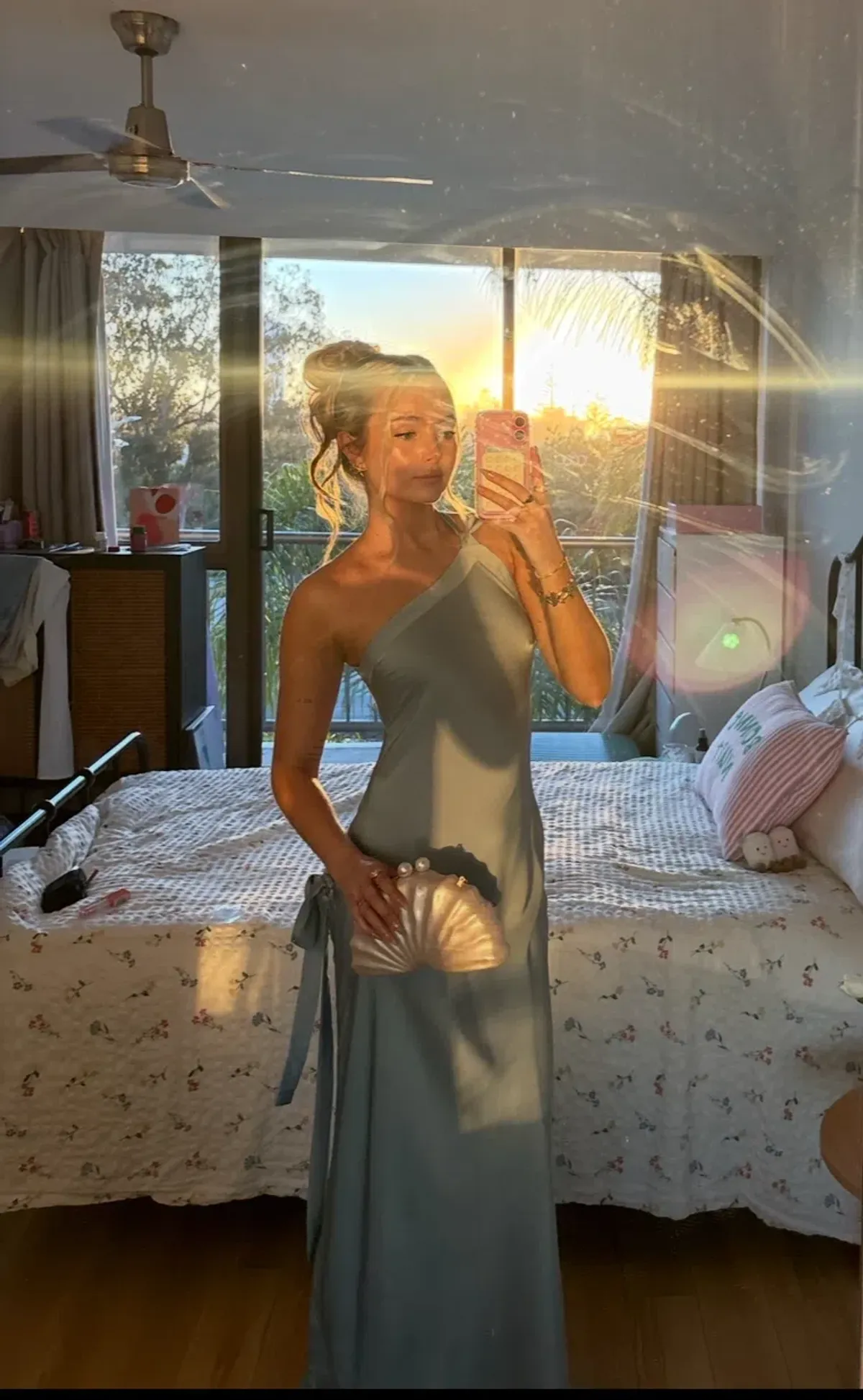 Custom Made Teal Satin Maxi Dress similar to Arcina Ori Monique - Image 2