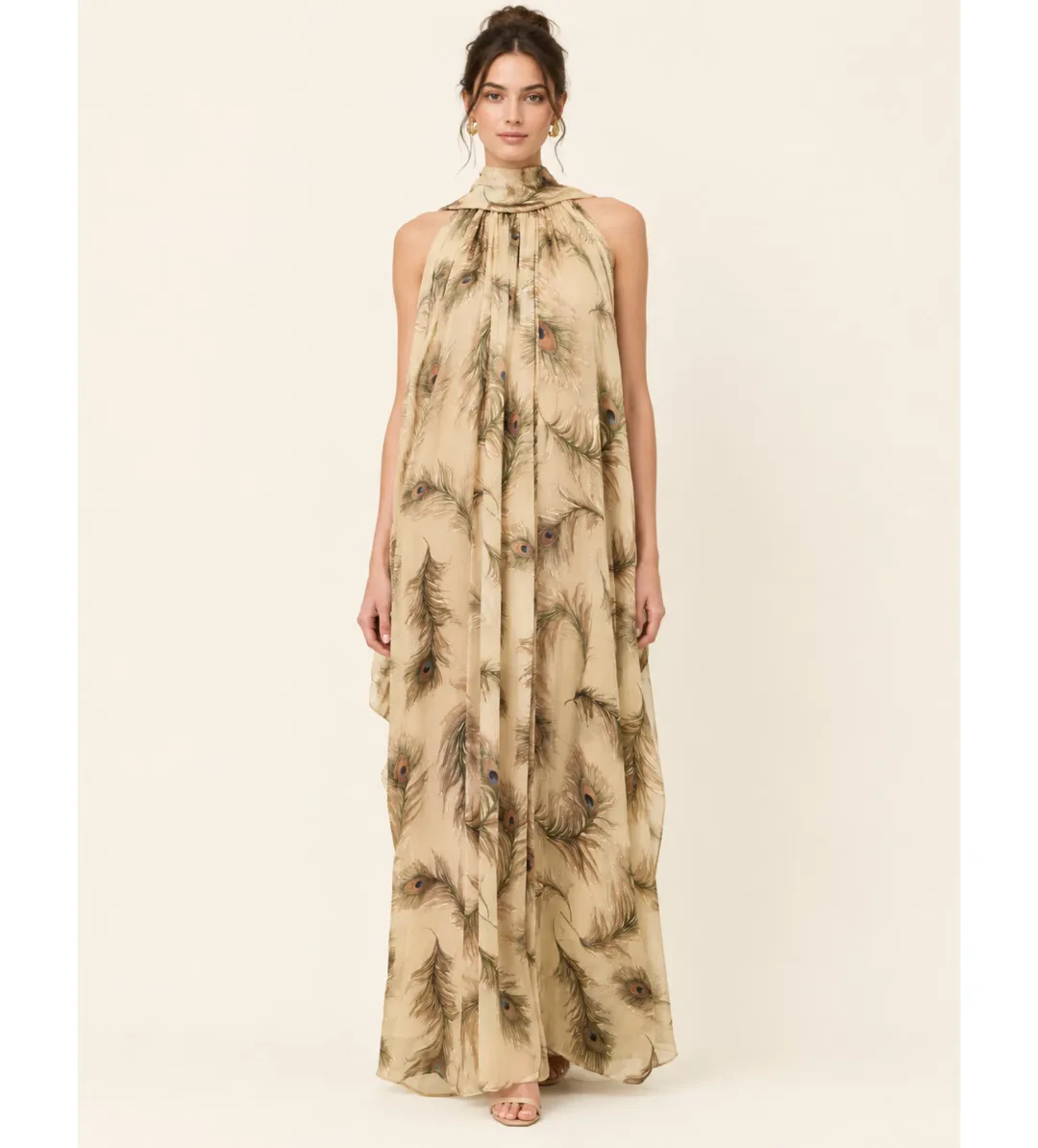 Zimmermann Ascent Burnout Halter Dress in Cream Feather Size 0/AU8 for rent on The Volte - main image