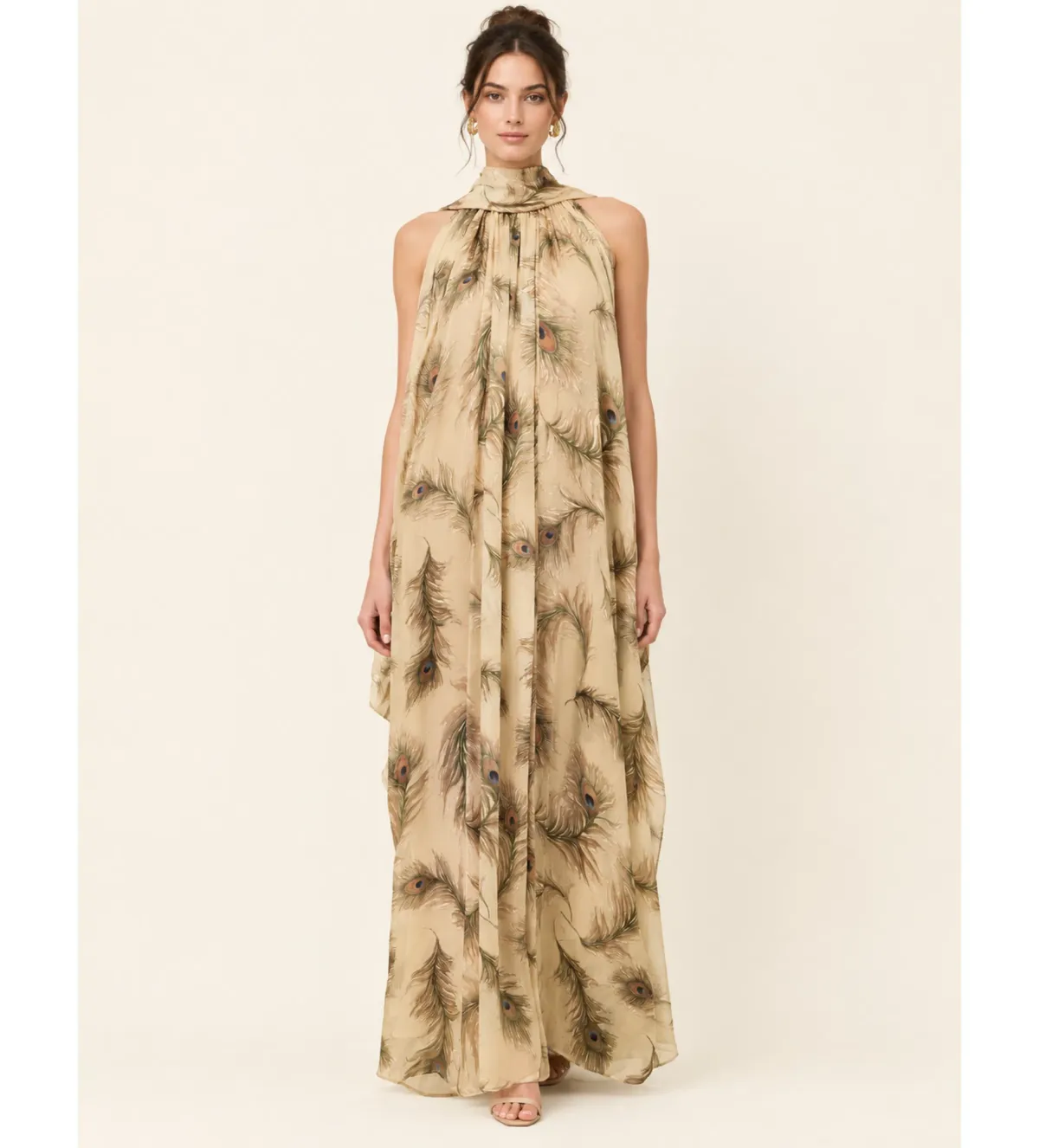 Zimmermann Ascent Burnout Halter Dress in Cream Feather Size 0/AU8 for rent on The Volte - main image
