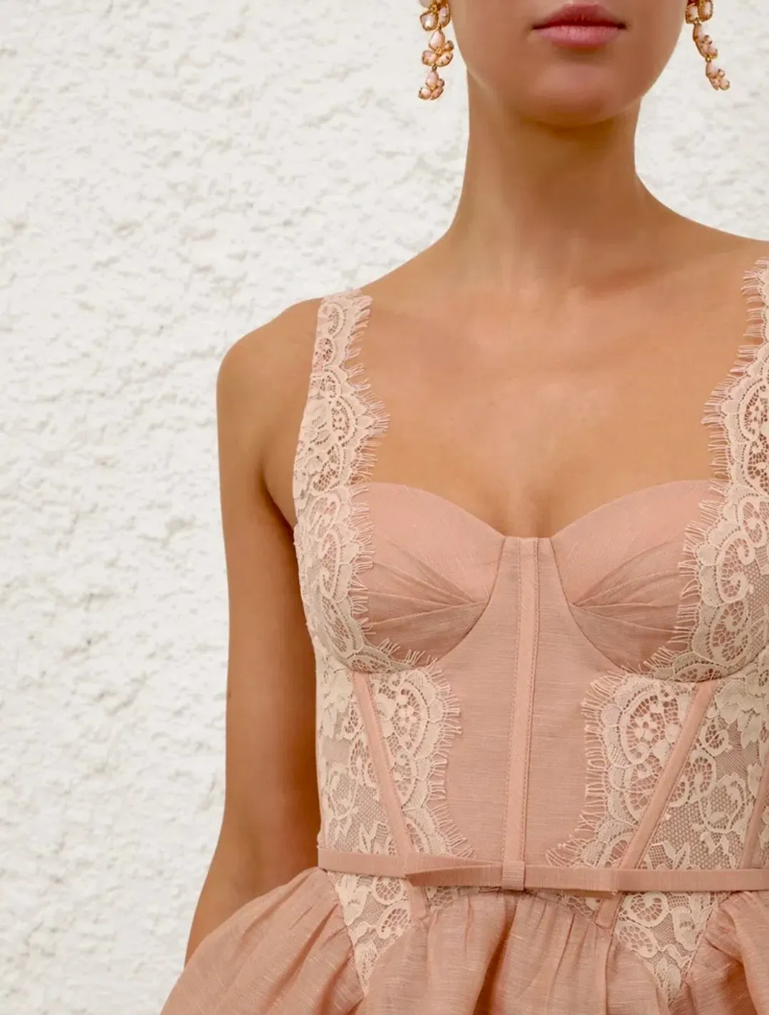 Zimmermann Valiant Lace Trim Mini Dress s0 for rent on The Volte - main image