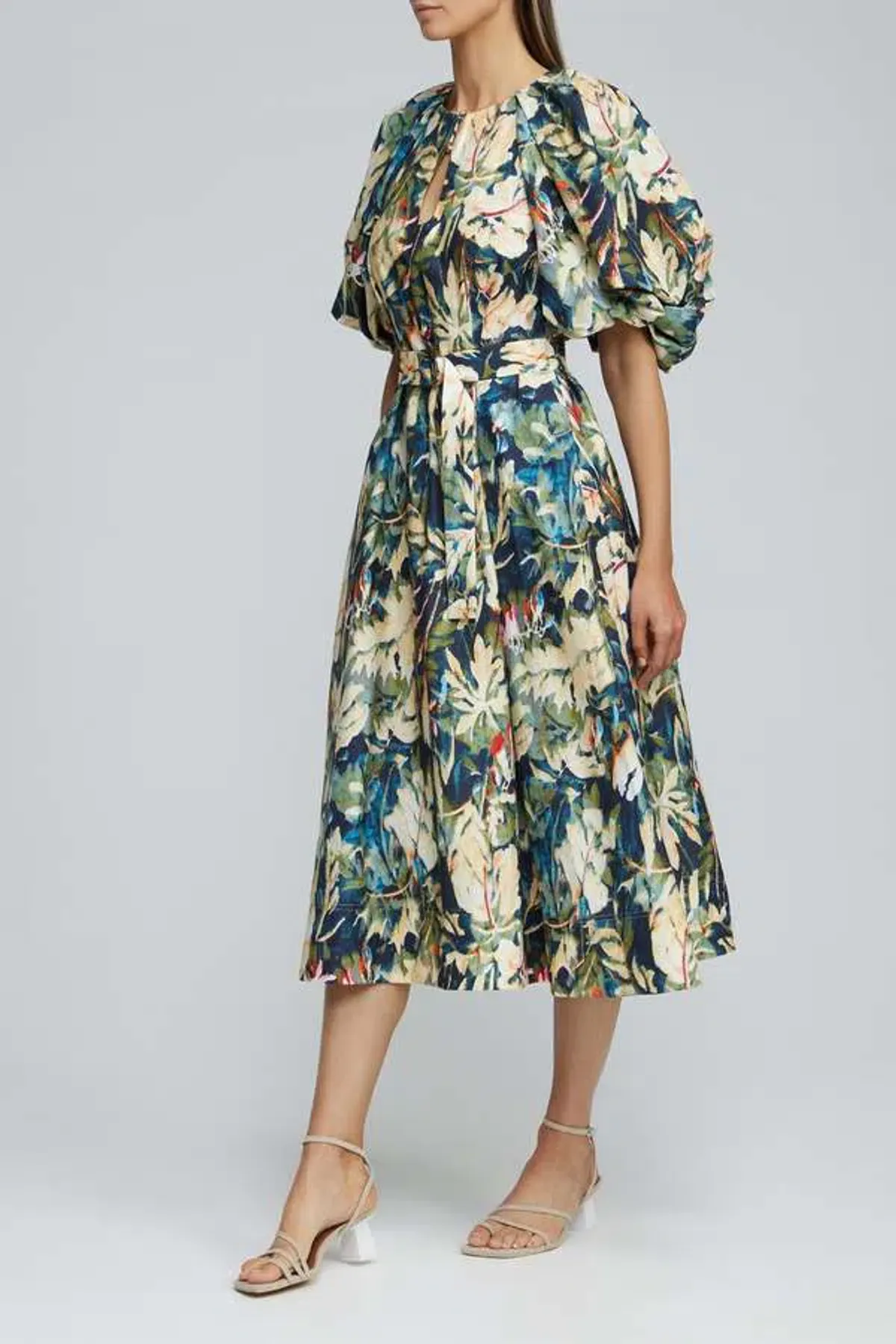 Acler Harlow Dress in Moody Floral Linen Size 8 for rent on The Volte - main image