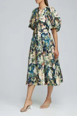 Acler Harlow Dress in Moody Floral Linen Size 8 for rent on The Volte - image 1