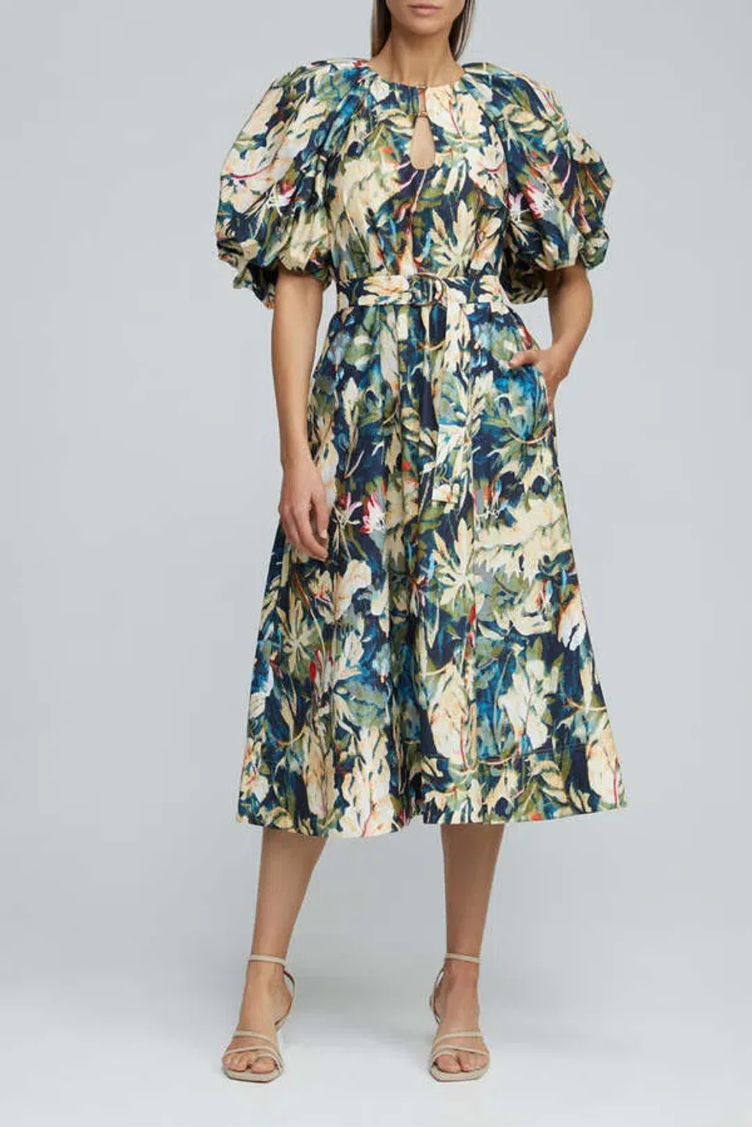 Acler Harlow Dress in Moody Floral Linen Size 8 for rent on The Volte - main image