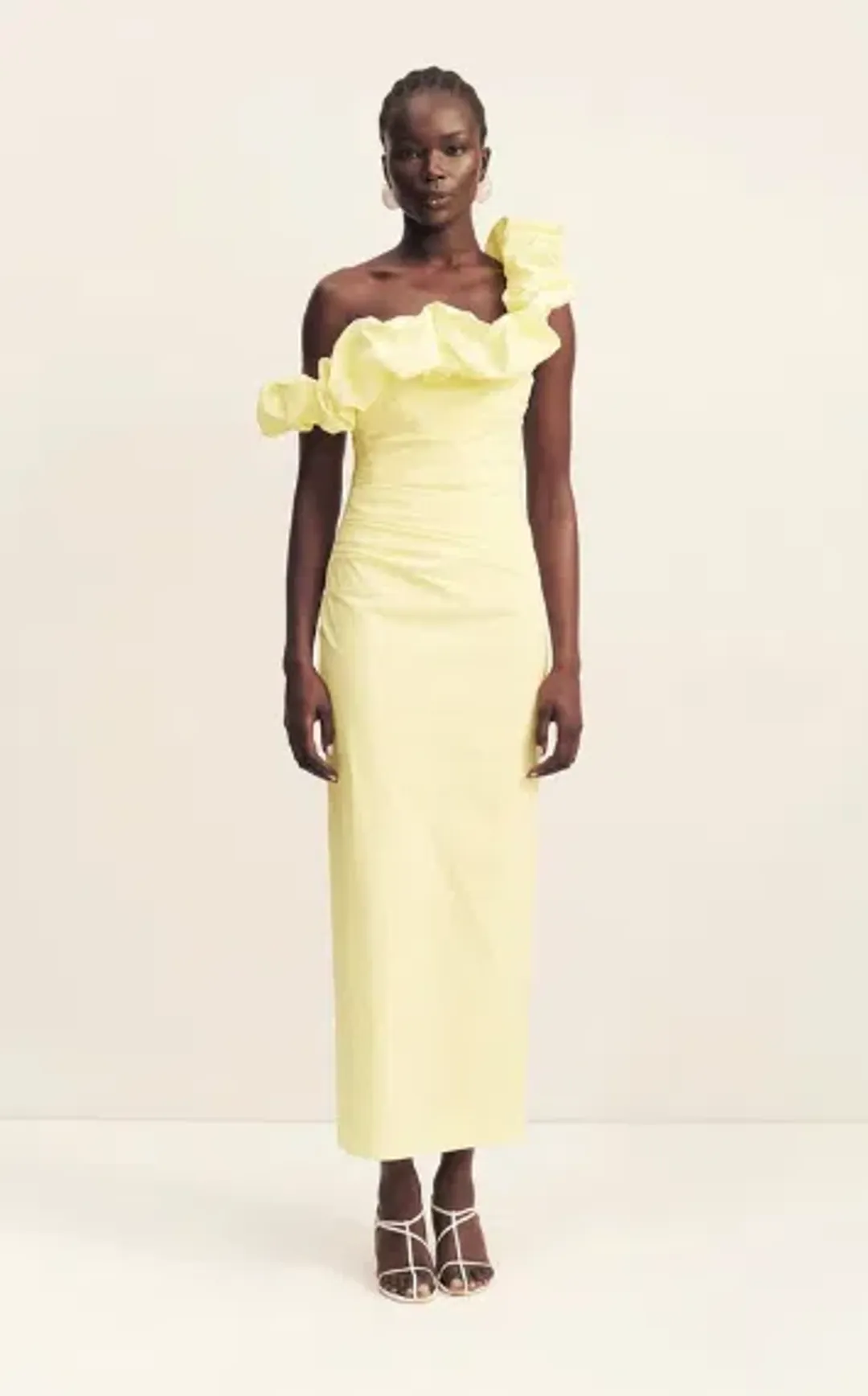campbell ruffle draped maxi dress - lemonade for rent on The Volte - main image