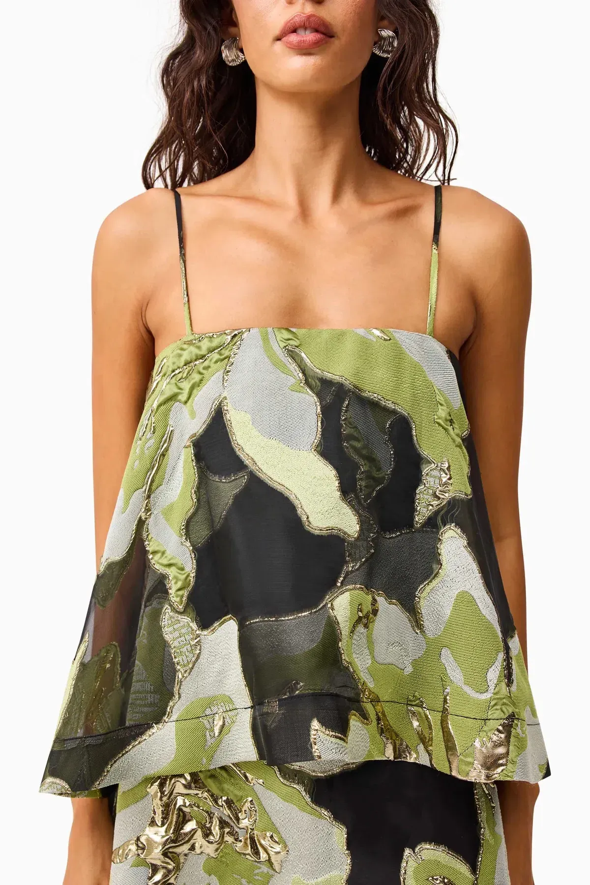 Elliatt Elysia Tiered Gown in Black/Green Floral / Size 10 - Image 5