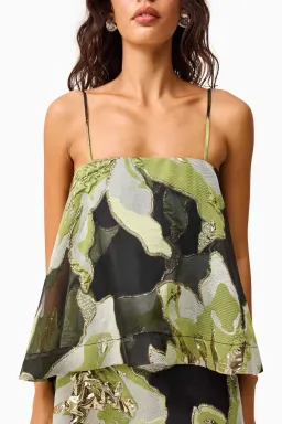 Elliatt Elysia Tiered Gown in Black/Green Floral / Size 10 for rent on The Volte - image 5