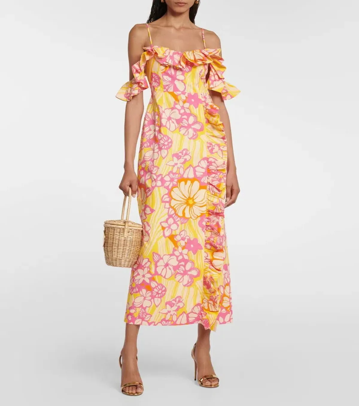 Alémais Fenella ruffled cotton midi dress Size 6 - Image 1