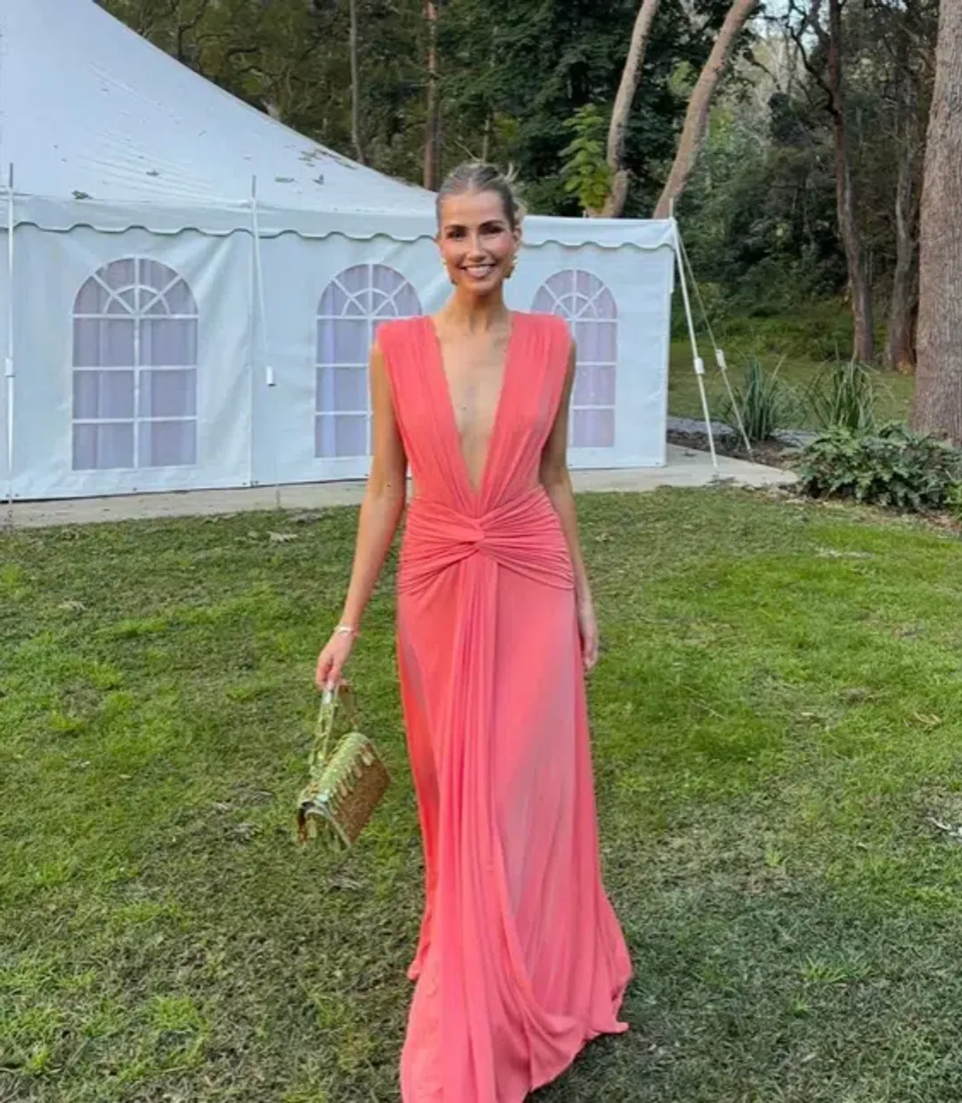Abyss by Abby yasmina dress in peach size 8 for rent on The Volte - main image