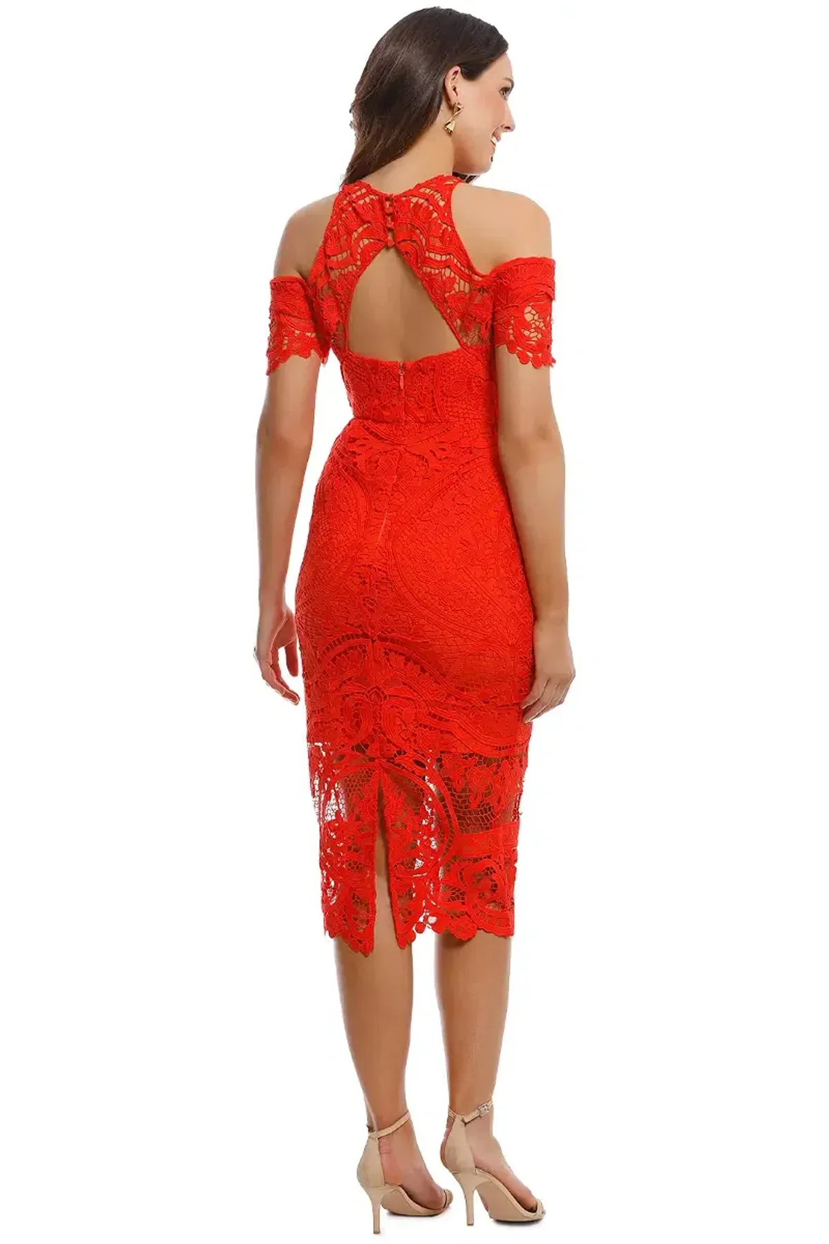 Thurley Bouquet Dress – Mandarin Orange Red – Size 10 - Image 4