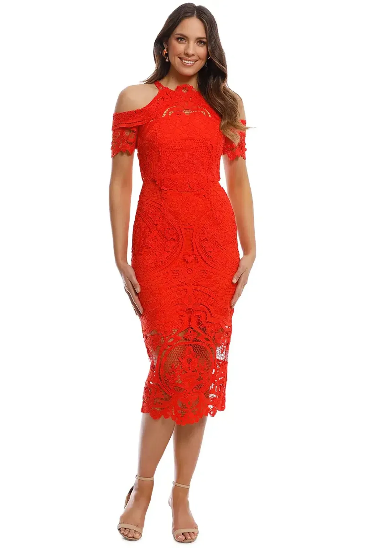 Thurley Bouquet Dress – Mandarin Orange Red – Size 10 - Image 2
