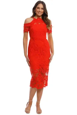 Thurley Bouquet Dress – Mandarin Orange Red – Size 10 for rent on The Volte - image 2