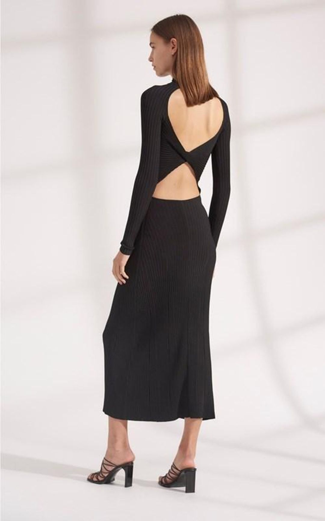 Dion Lee STRIPE RIB TWIST DRESS Black Size 8 for rent on The Volte - main image