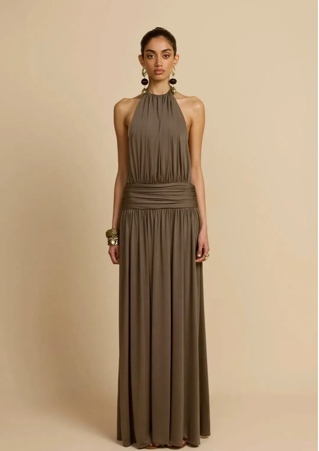 Arcina Ori Santina Dress Khaki for rent on The Volte - main image