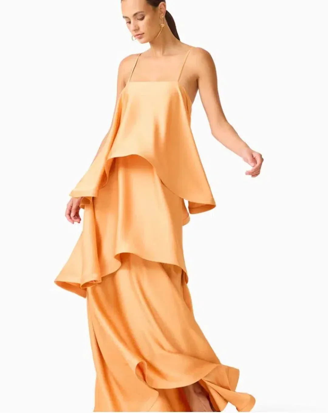 Elliatt Tilly Tiered Maxi Dress in Orange Size 12 for rent on The Volte - main image