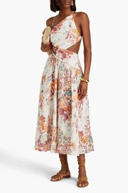 ZIMMERMANN THE PATTIE ASYMMETRIC DRESS IN CREAM FLORAL SIZE 4/AU 14 for rent on The Volte - image 1