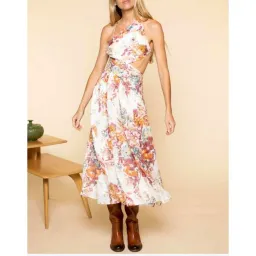 ZIMMERMANN THE PATTIE ASYMMETRIC DRESS IN CREAM FLORAL SIZE 4/AU 14 for rent on The Volte - image 6