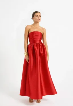 Pasduchas PIPPA STRAPLESS MIDI in Poppy Size 8 for rent on The Volte - image 1