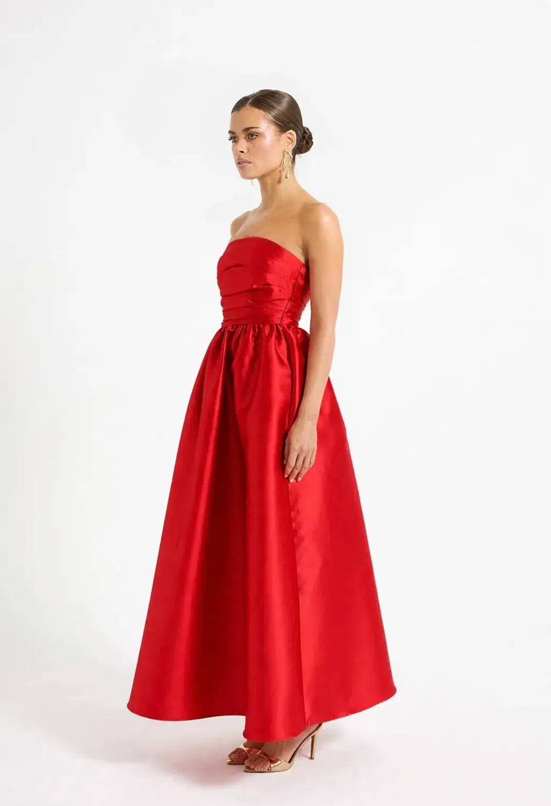 Pasduchas PIPPA STRAPLESS MIDI in Poppy Size 8 for rent on The Volte - main image