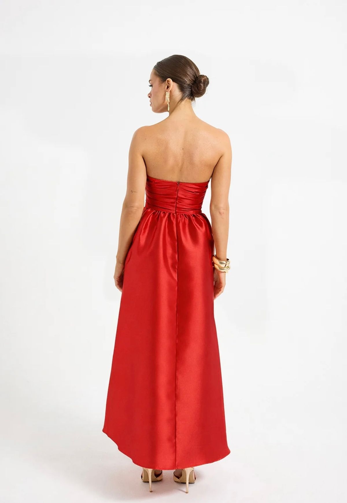 Pasduchas PIPPA STRAPLESS MIDI in Poppy Size 8 - Image 3