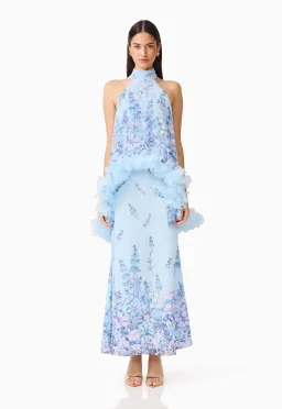 Tulsia Floral Cape Maxi Dress in Light Blue Size 8 for rent on The Volte - image 2