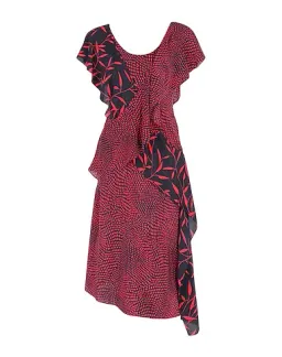Diane von Furstenberg Draped Ruffle Dress Red Black for rent on The Volte - image 2